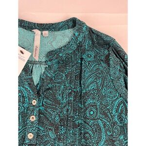 NV Collection Women's Teal Paisley Print Tunic Top Plus Size PXL